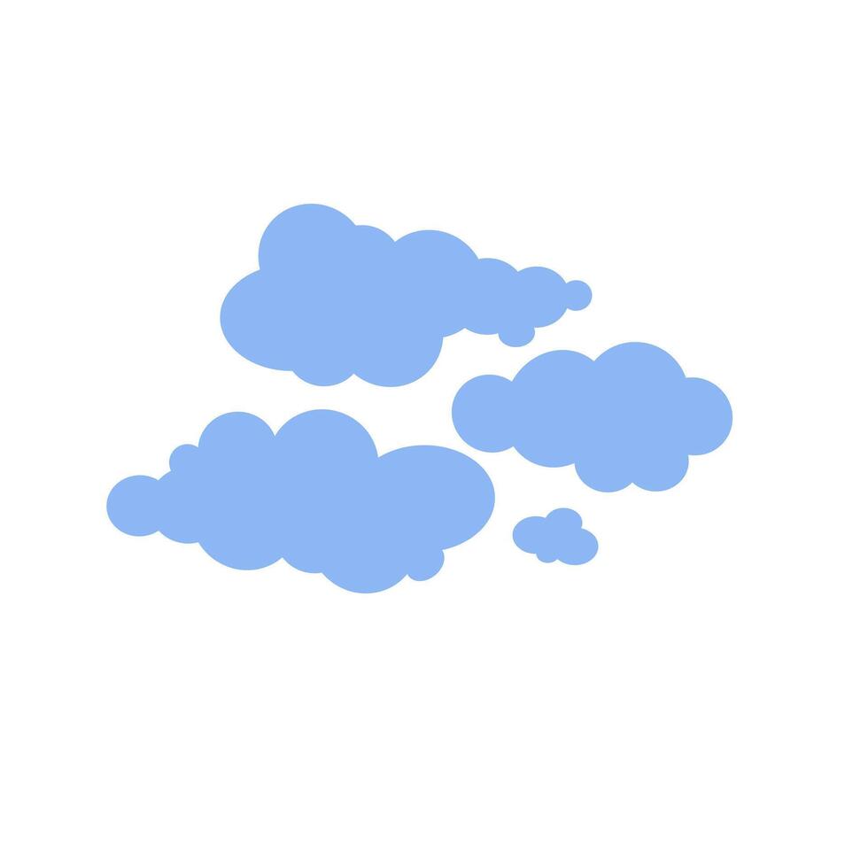 Clouds in sky cute hand drawn doodle minimalist illustration, simple symbol to describe weather, environment, climate cartoon object, weather forecast image vector