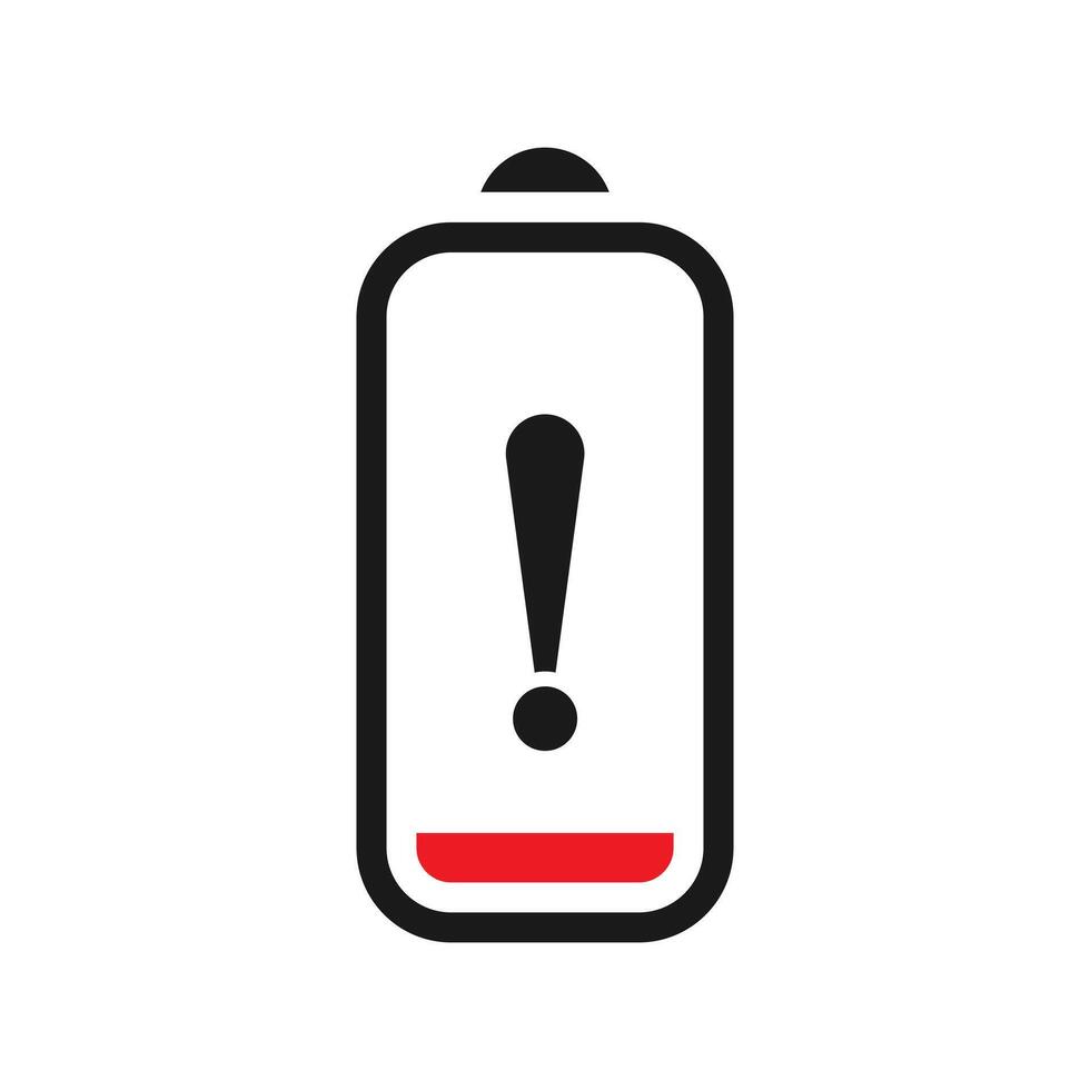 Low battery level icon, charging symbol technology. vector