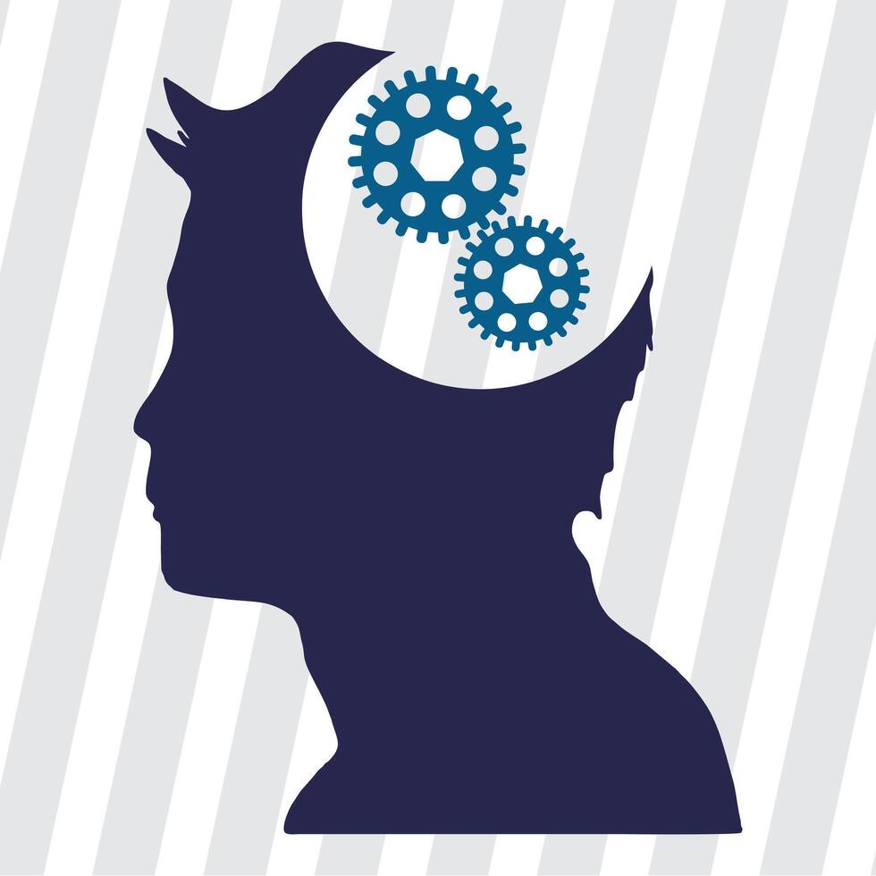 Man gears silhouette vector