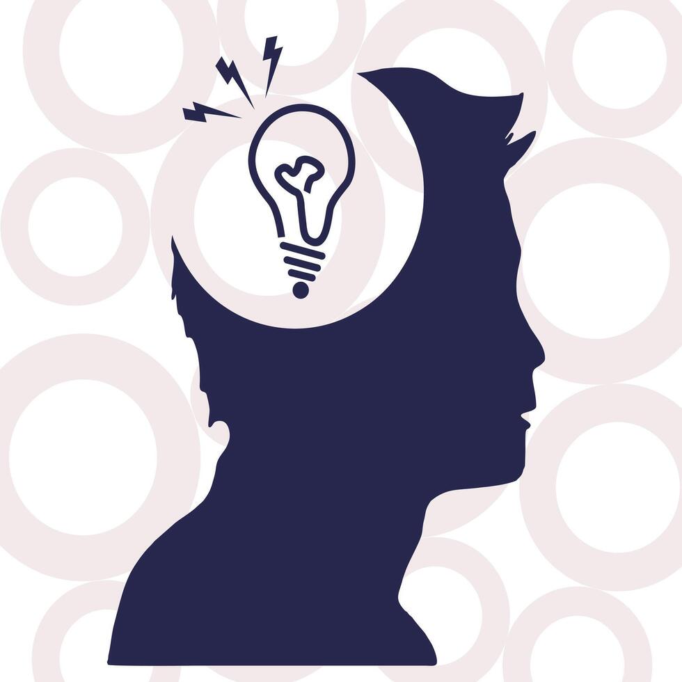 Man bulb silhouette vector