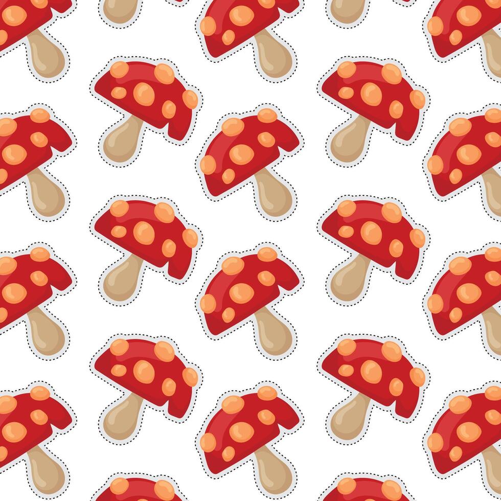 Mushroom sticker icon Pattern background vector