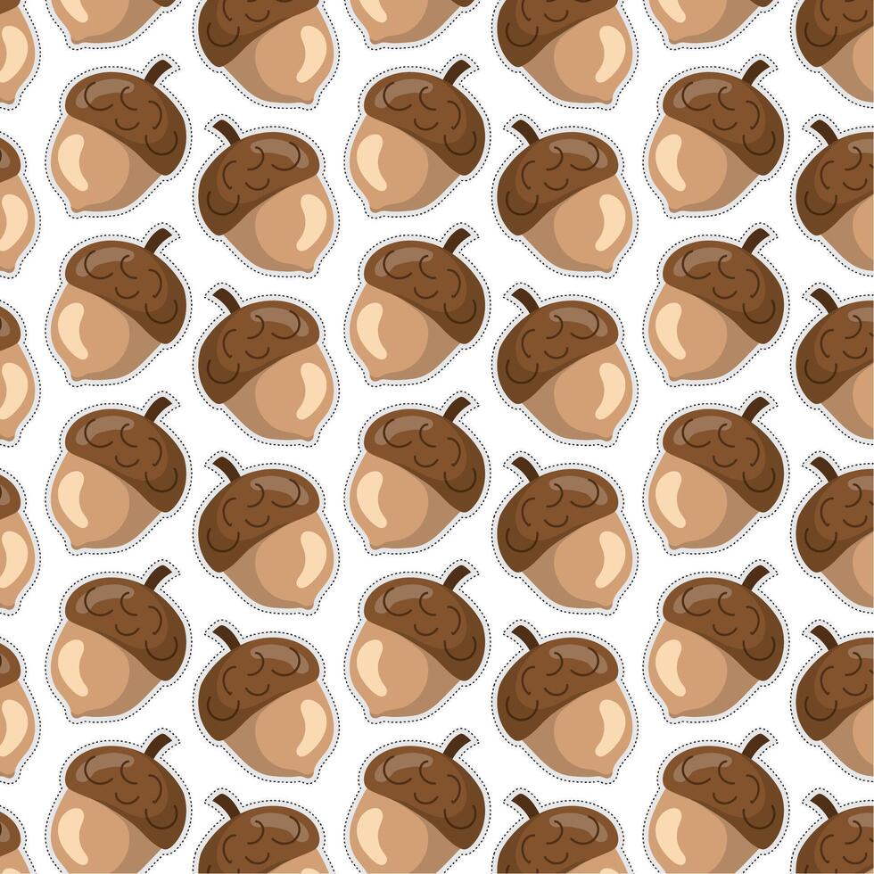 Acorn sticker icon Pattern background vector