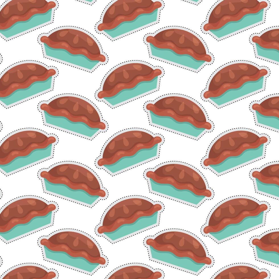 Pie cake sticker icon Pattern background vector