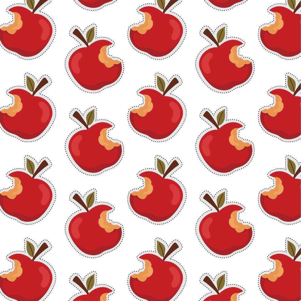 Apple fruit sticker icon Pattern background vector