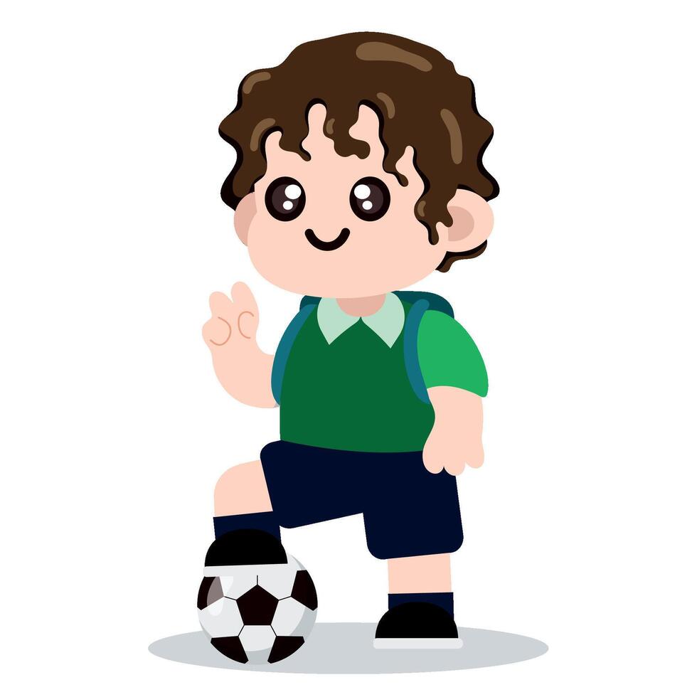 Boy cartoon character Soccer ball vector