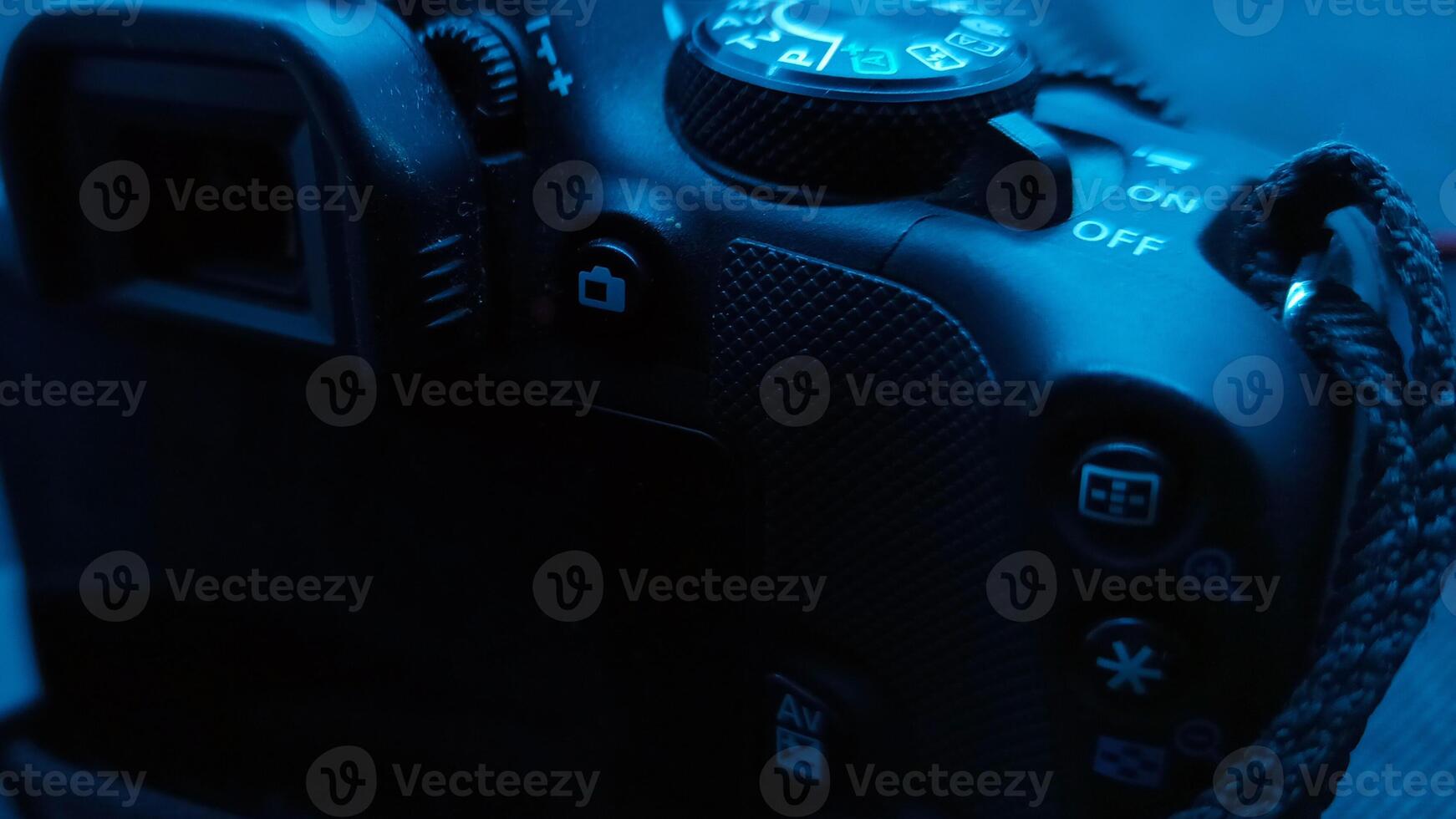 Close up view camera with blue effect photo