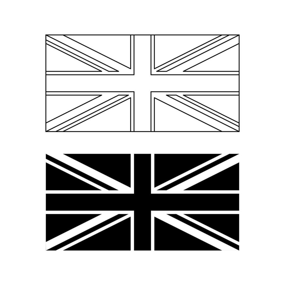 black white Flag of the United Kingdom icon set vector