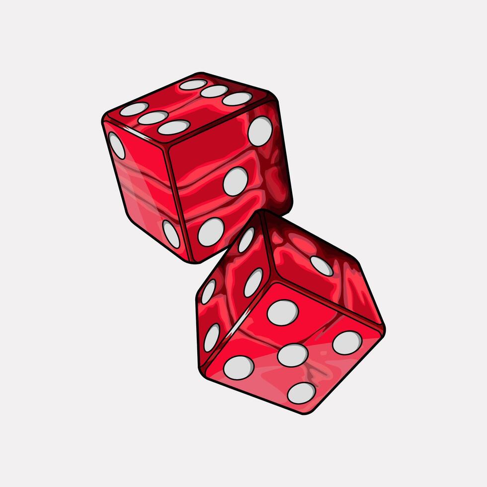 3d red two dices illustration vector