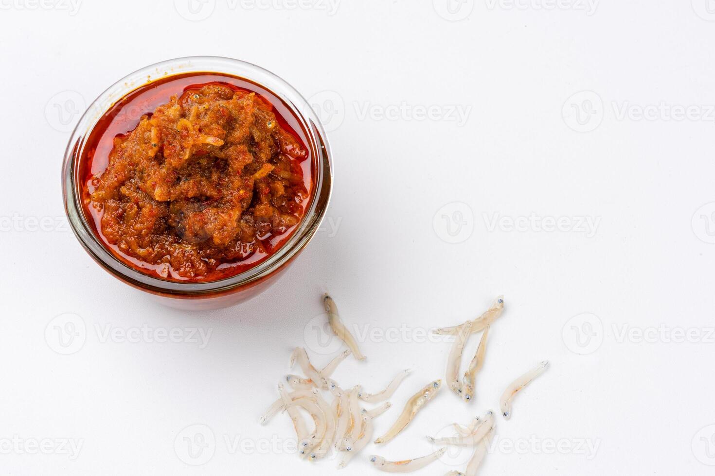 sambal ikan teri or anchovy chili is type of traditional cuisine from Indonesia. Indonesian chili sauce. photo