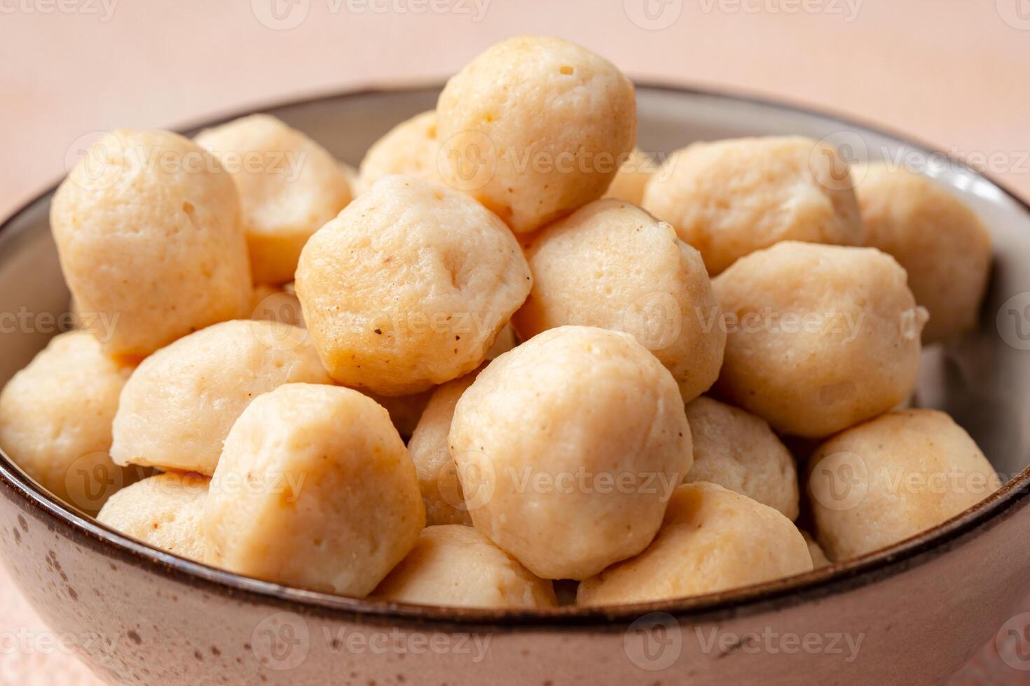 Bakso Ayam, Raw Indonesian Chicken Meatball in a bowl photo