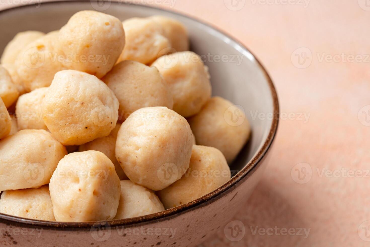Bakso Ayam, Raw Indonesian Chicken Meatball in a bowl photo