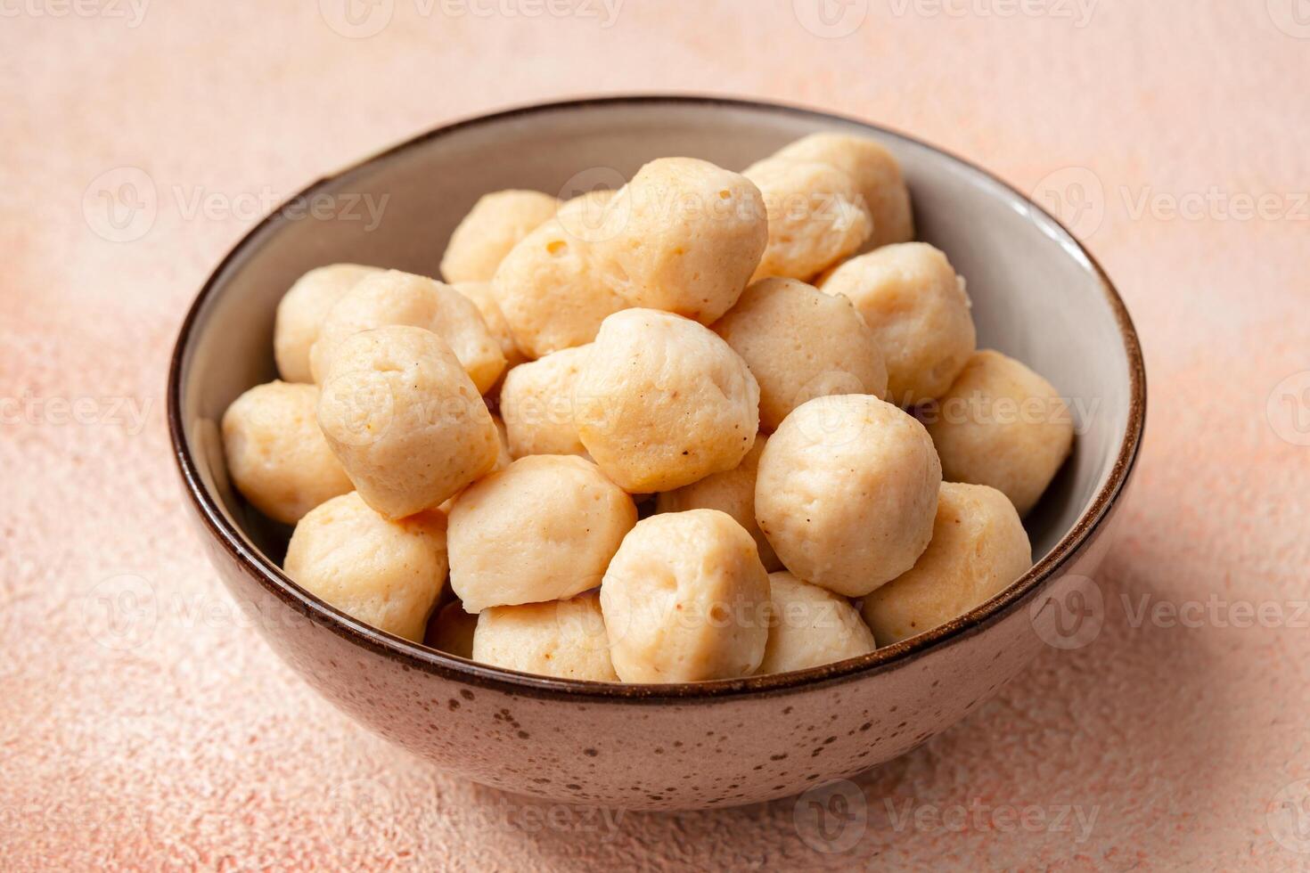 Bakso Ayam, Raw Indonesian Chicken Meatball in a bowl photo