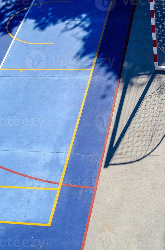 Outdoor court and gate for futsal or handball, gate of a football or handball playground photo