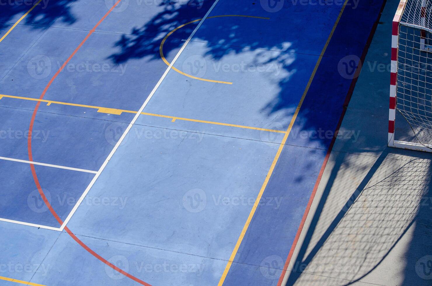 detail from above of a field with goal for futsal and handball practice, sports court photo