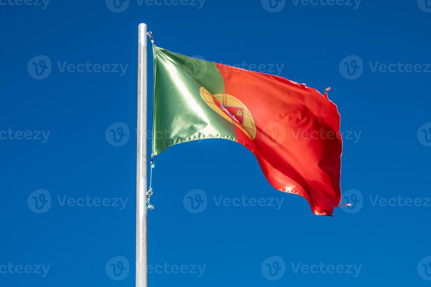 a flag of Portugal waving in the wind photo