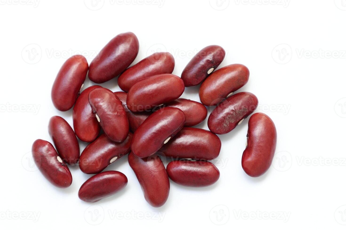 Top view of red kidney beans isolated on white background photo