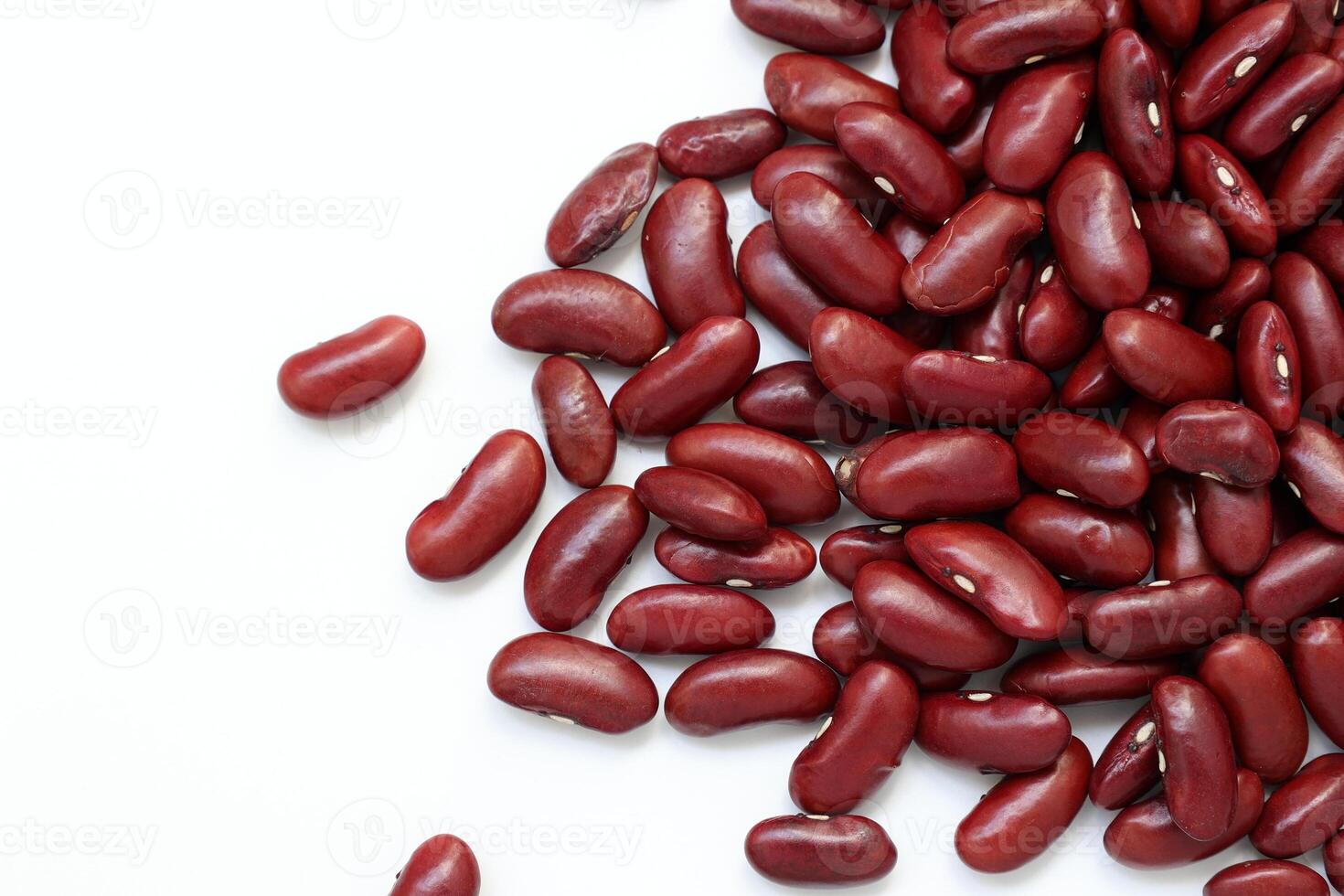 Top view of red kidney beans isolated on white background photo