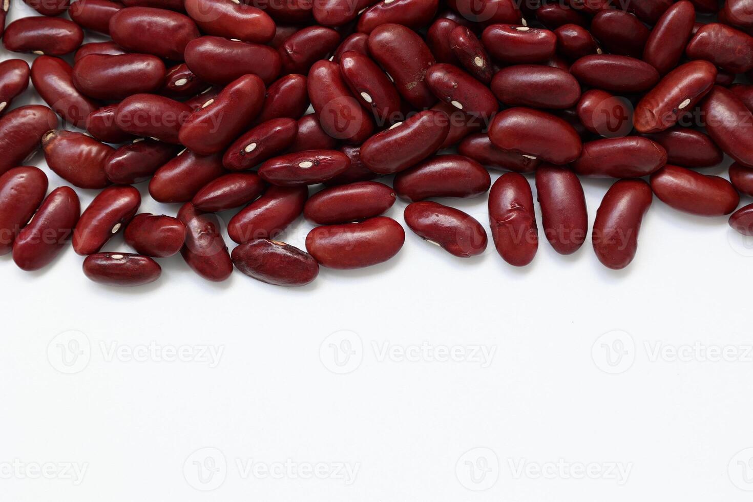Top view of red kidney beans isolated on white background photo