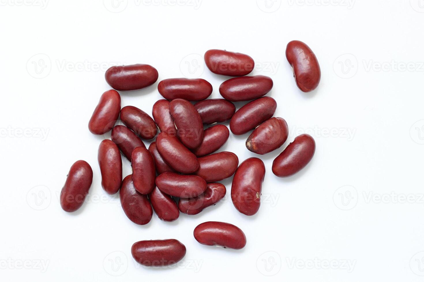 Top view of red kidney beans isolated on white background photo