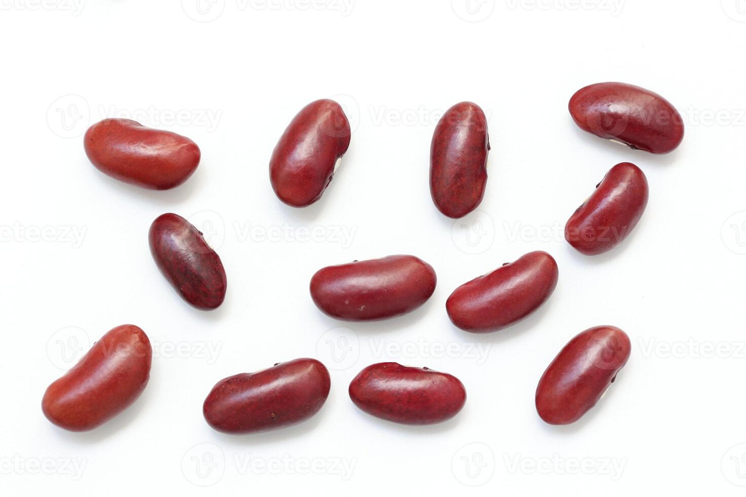 Top view of red kidney beans isolated on white background photo