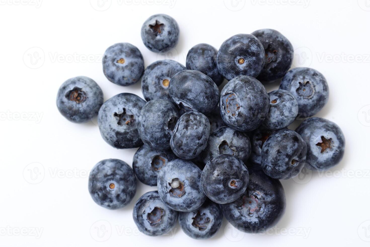 Top view of blueberry fruit on white background, berries fruits on white background, ripe blueberries fruit photo