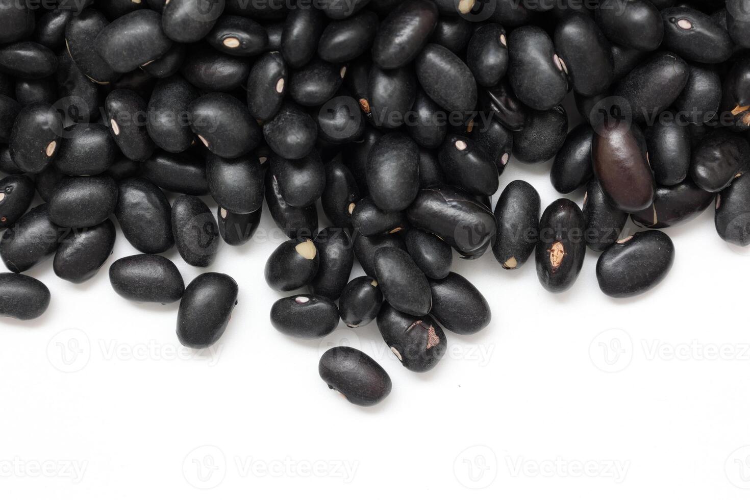 Black beans, top view of black beans seeds background photo