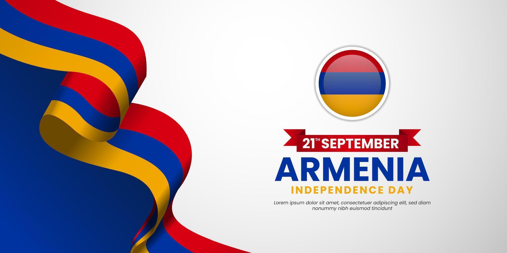 Armenia independence day ribbon flag copy space background vector
