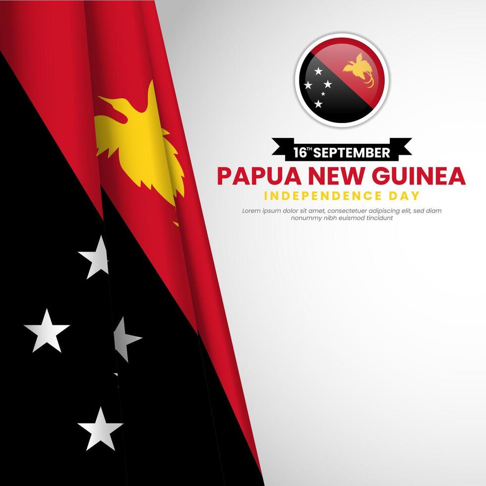 Papua New Guinea independence day with realistic waving flag. Suitable for banner, backdrop, greeting card vector