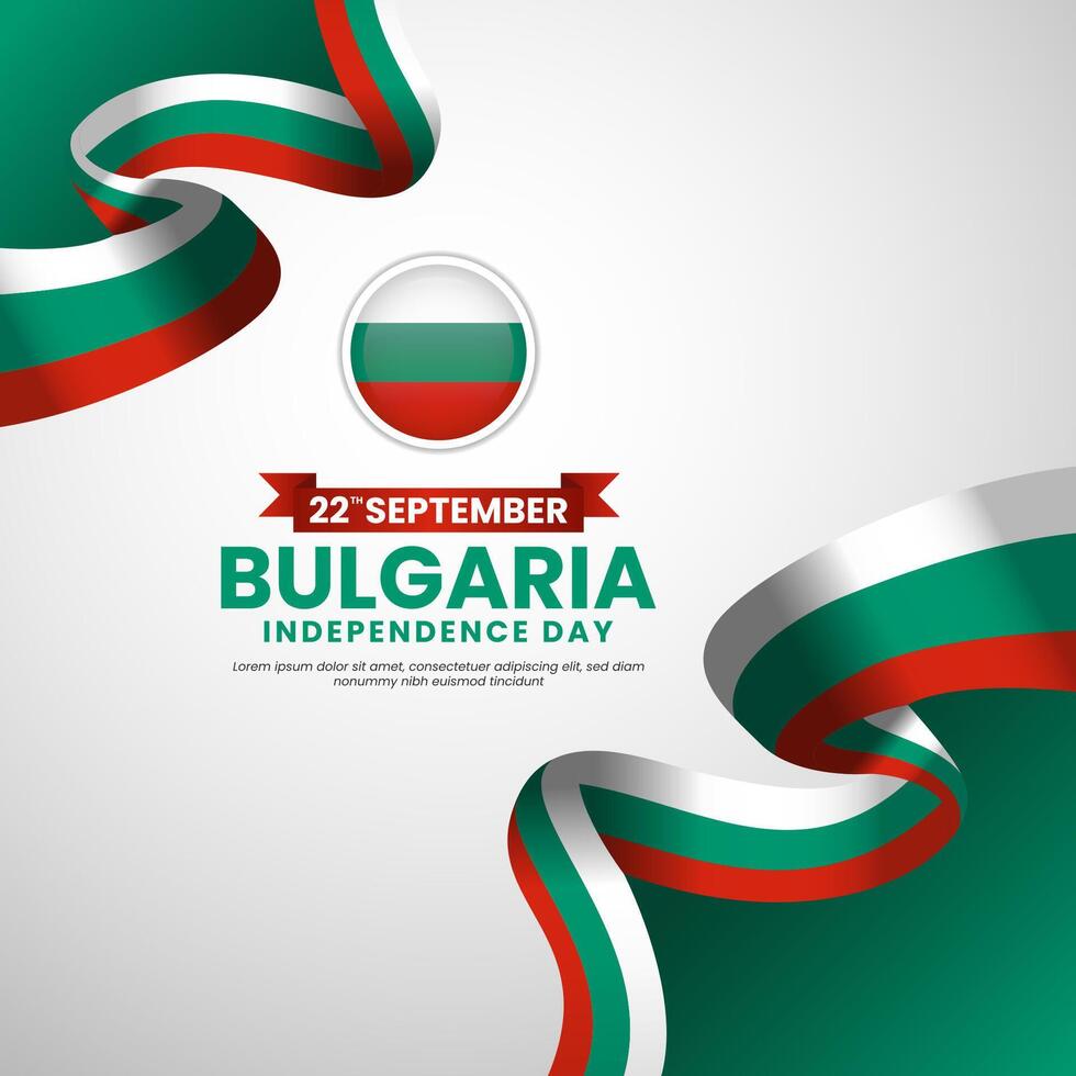 Bulgaria independence day Square banner background with waving flag illustration vector