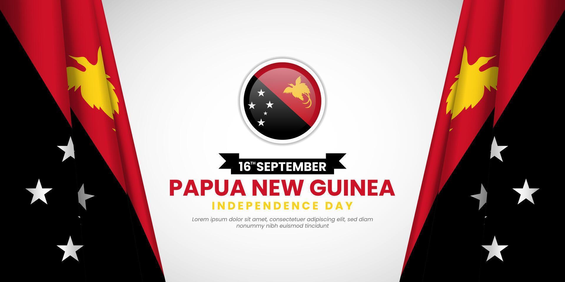 Papua New Guinea independence day with realistic waving flag. Suitable for banner, backdrop, greeting card vector