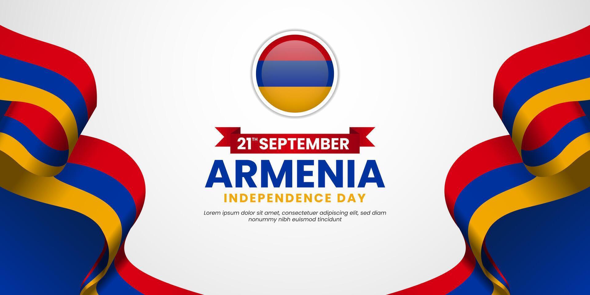 Armenia independence day ribbon flag copy space background vector