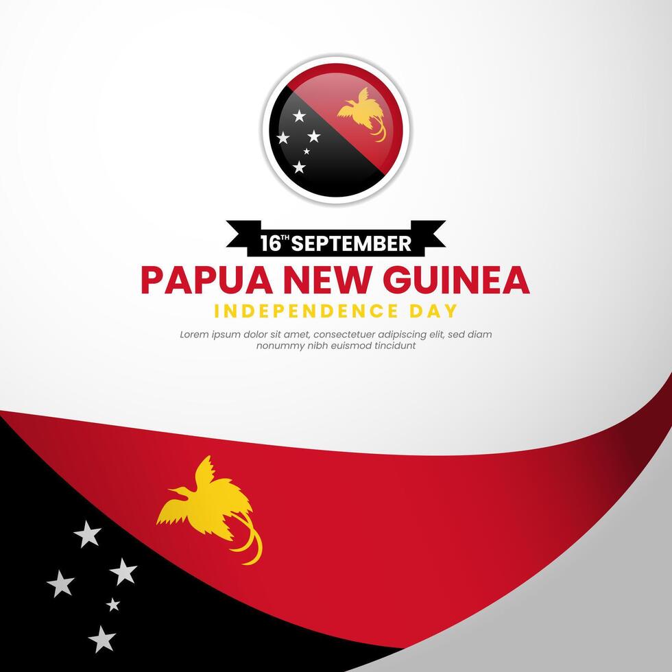 Waving ribbon flag of Papua New Guinea independence day background design vector
