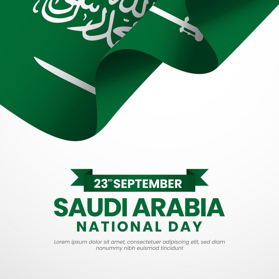 Saudi Arabia independence day waving flag with copyspace background vector
