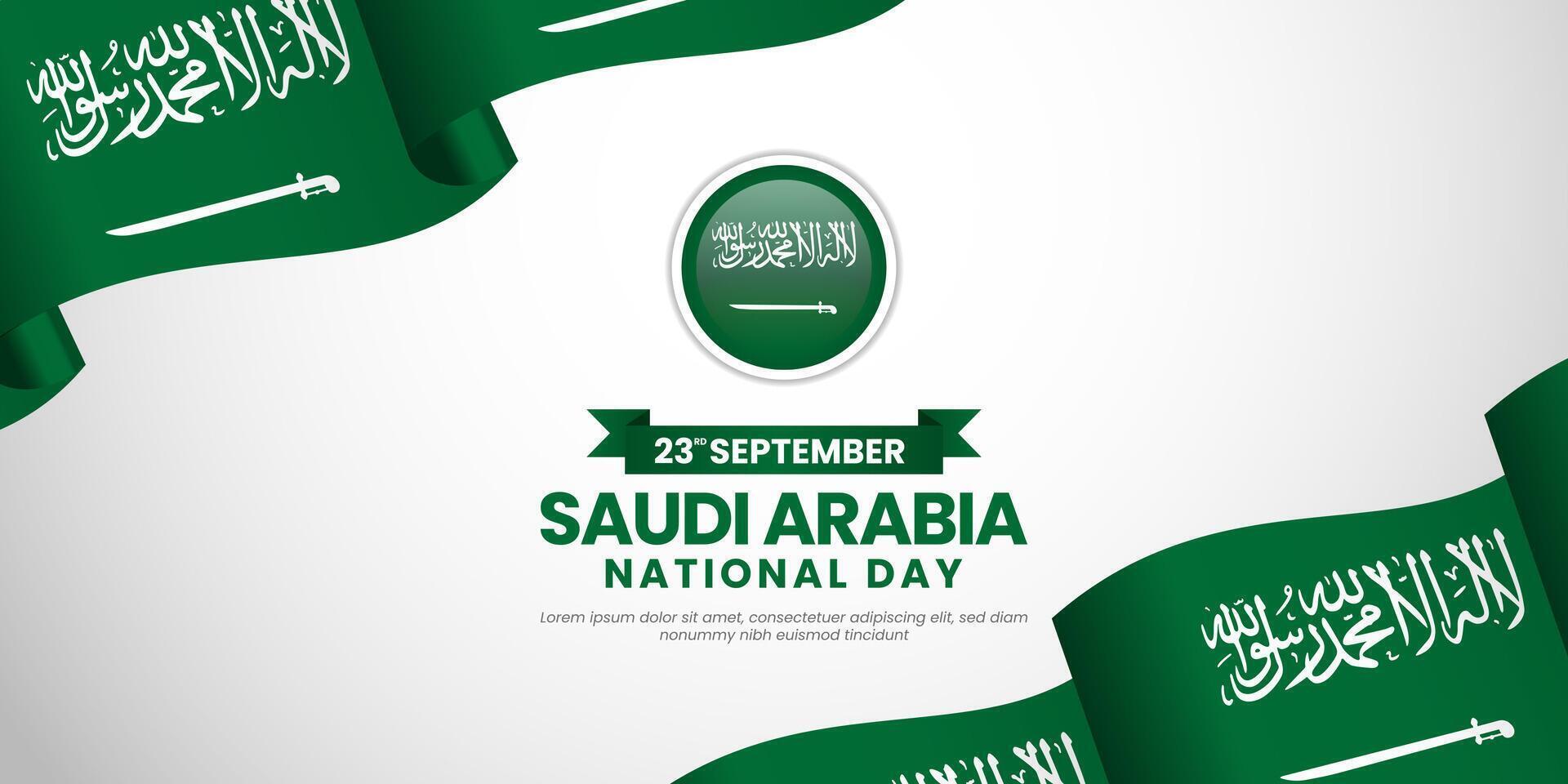 Saudi Arabia national day in September 23 th. Happy independence day copy space background vector
