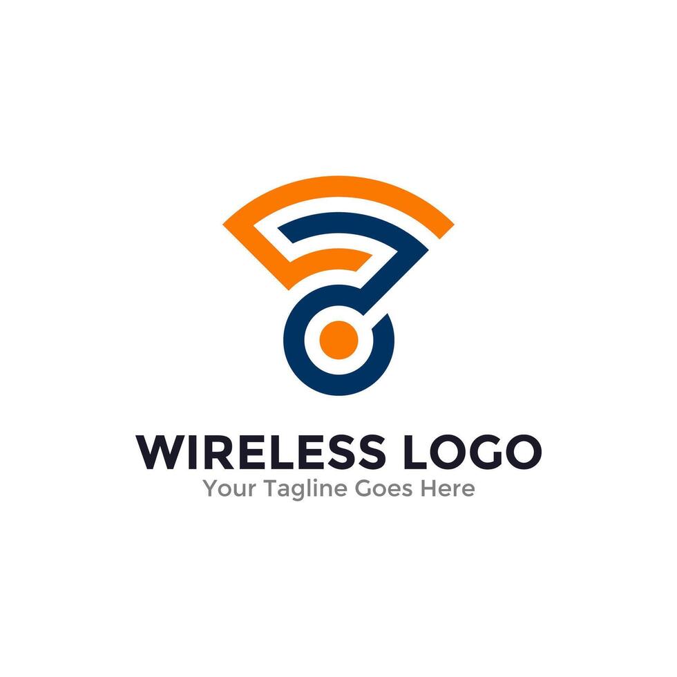 Abstract wireless logo . Signal wave and wifi connection concept. vector