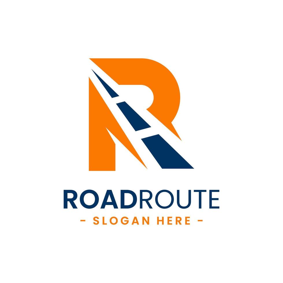 Letter R for road route logo design template. Concept of destination, address, position, travel, gps map, etc. Creative symbol highway. vector