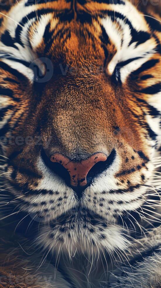 Majestic tiger face with intricate fur patterns photo
