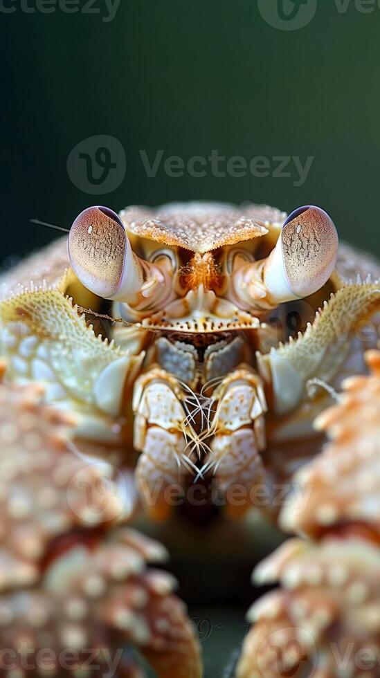Detailed Close-Up of Hermit Crab's Face Showcasing Intricate Features photo