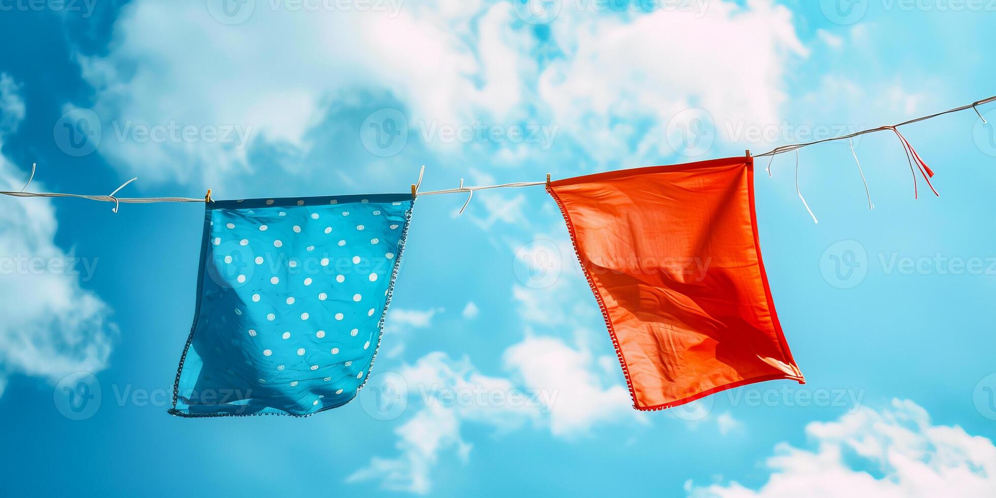 Polka Dot Flags Flapping in the Breeze on Sunny Day photo
