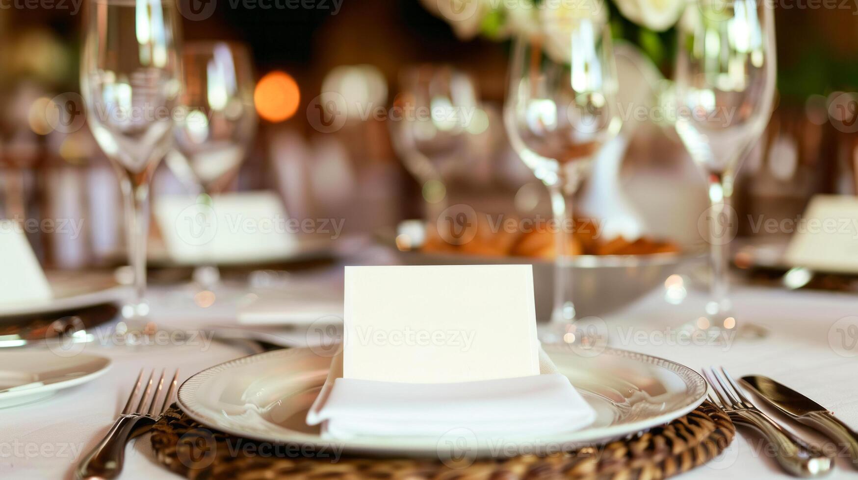 Elegant table setting with blank place card for event photo