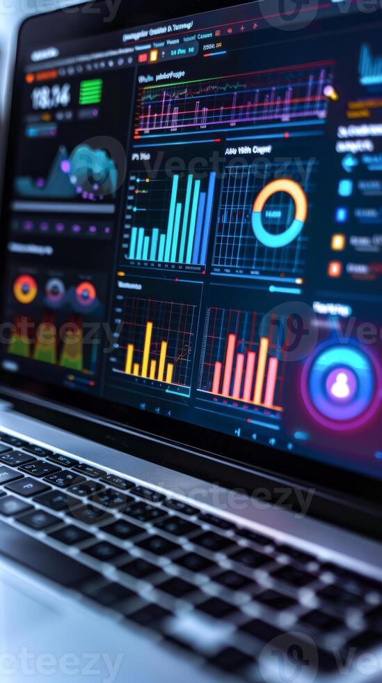 Dynamic business dashboard with various data visualizations photo