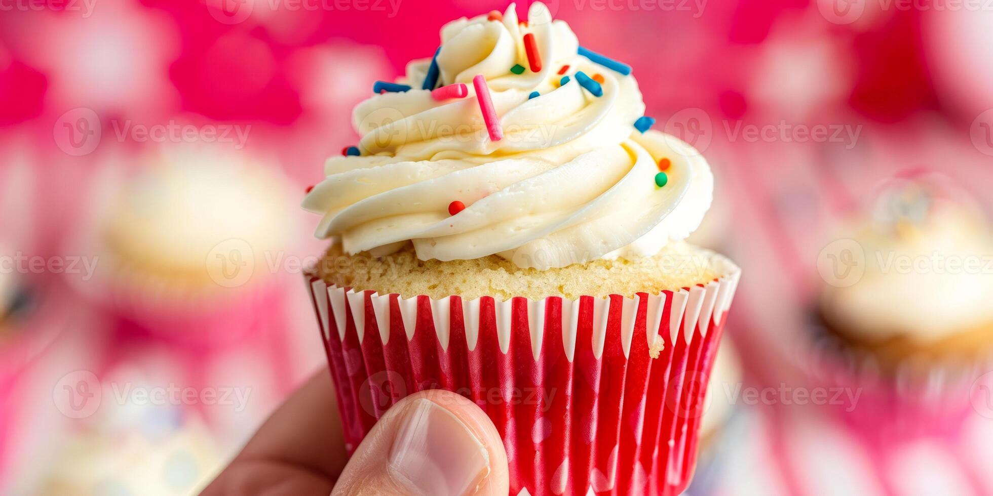 Close-Up of Festive Cupcake with Sprinkles photo