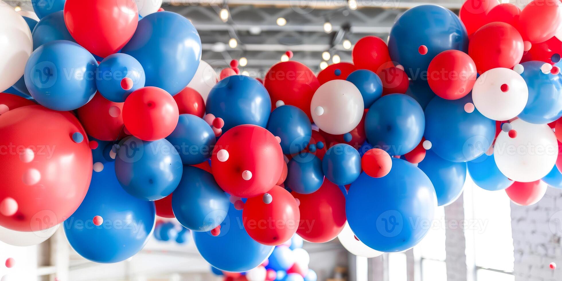 Red, White, and Blue Balloon Garland for Patriotic Event Decor photo