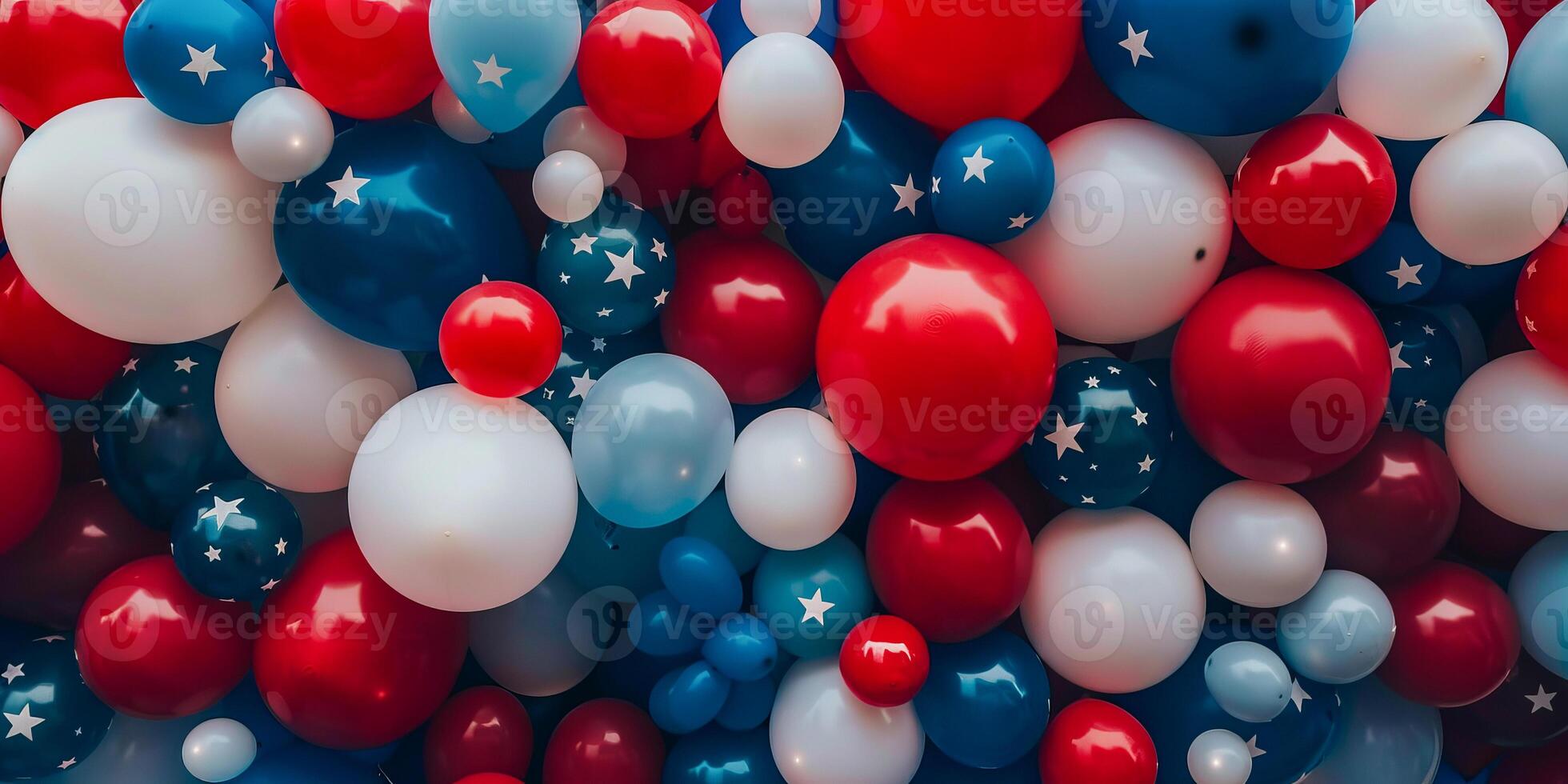 Patriotic Red, White, and Blue Balloons for Independence Day Celebration photo