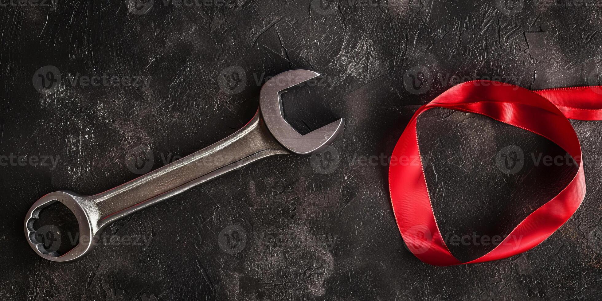 Labor Day Tribute Wrench with Red Ribbon photo