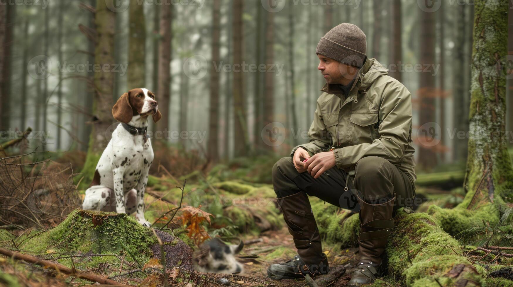Hunter and Dog Resting photo