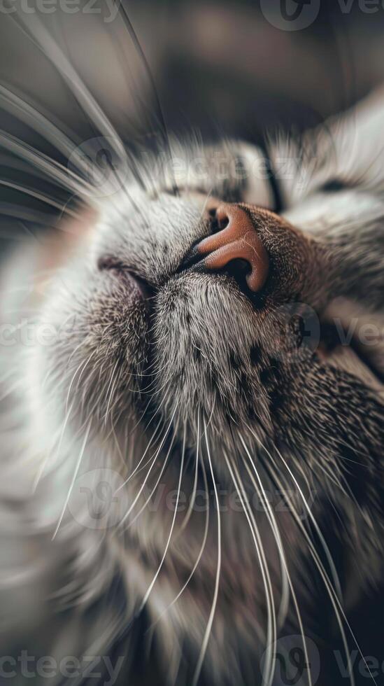 Close-up of cat's whiskers and nose in focus photo