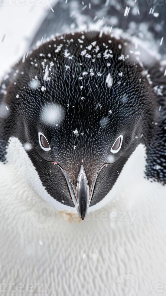 Close-up portrait of an Adelie penguin at Brown Bluff, Antarctica photo
