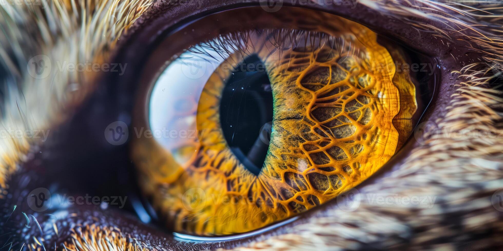 Close-up of cat's eye with intricate iris details photo
