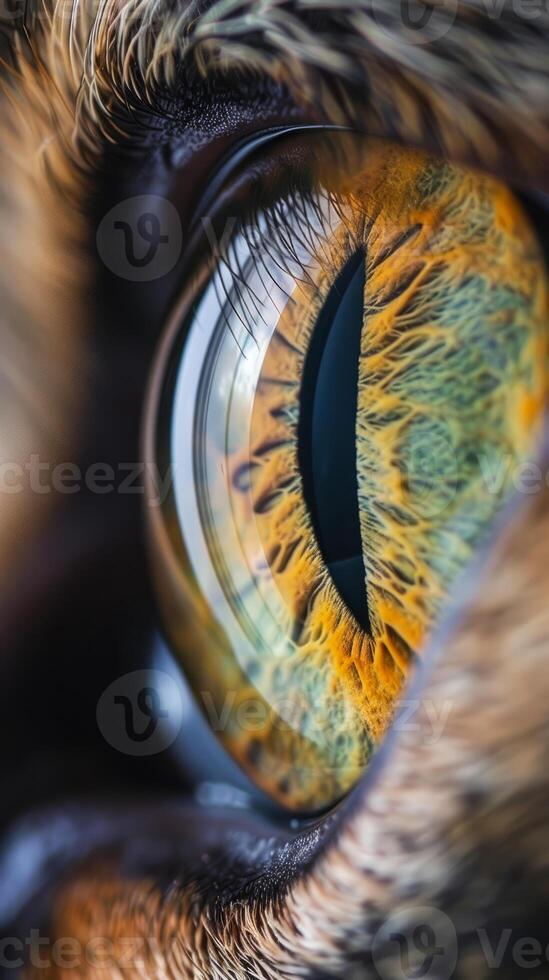 Close-up of an animal's eye with vivid colors and texture photo